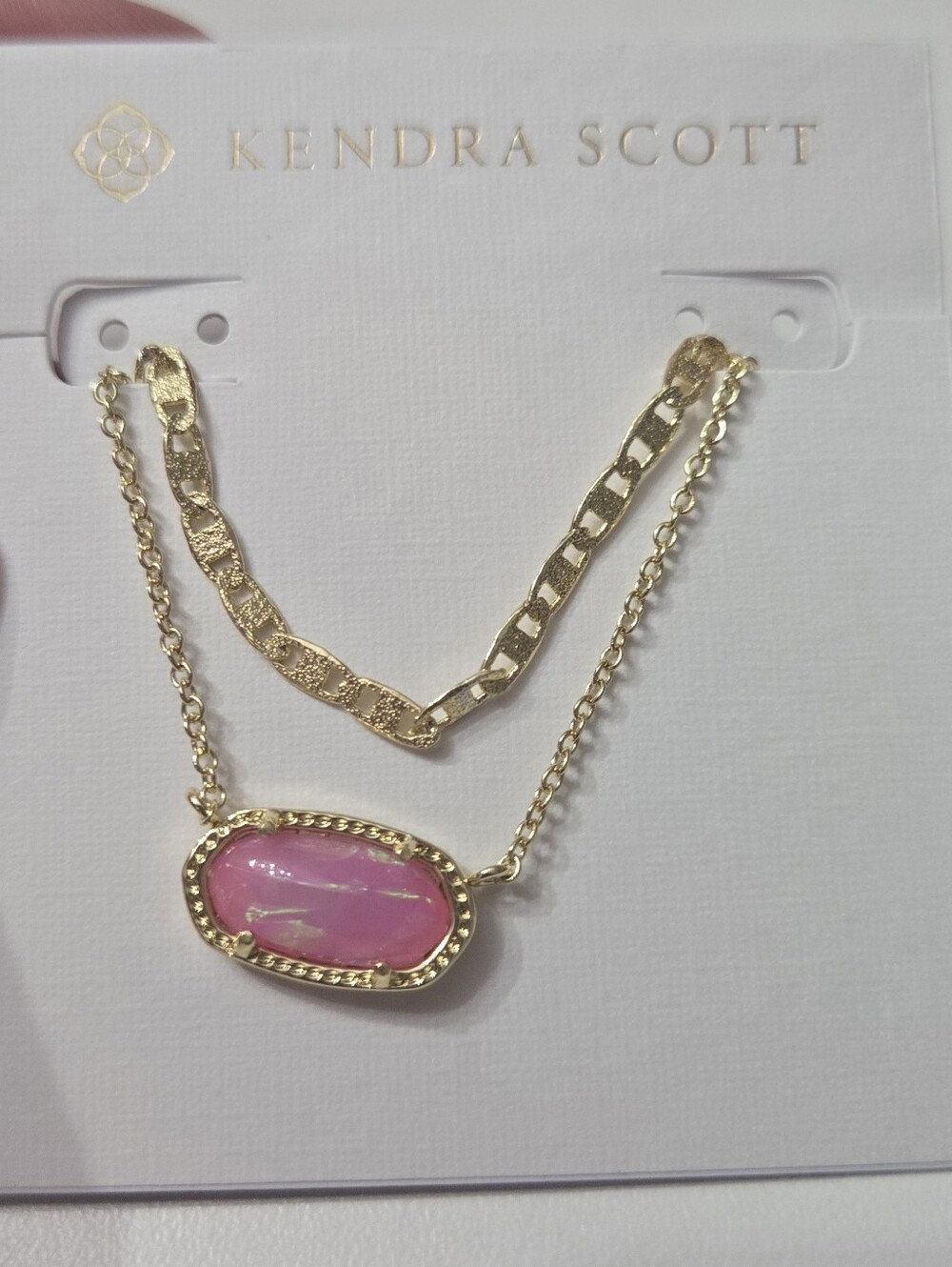 Kendra Scott Elisa Gold Statement Short Pendant Double Chain Necklace